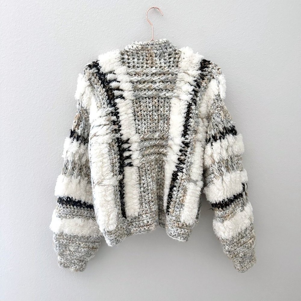 Vintage Le Sweater Chunky Knit Zipper Front Cardigan Size Medium - Picture 6 of 7